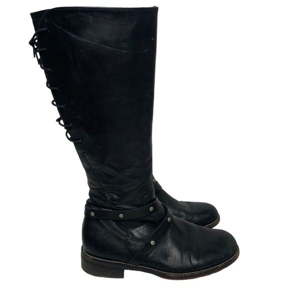 Wokly Belmont Black Leather Lace Up Tough Boots - Picture 5 of 16